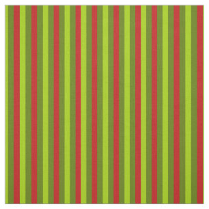 Red and green Christmas stripes Fabric