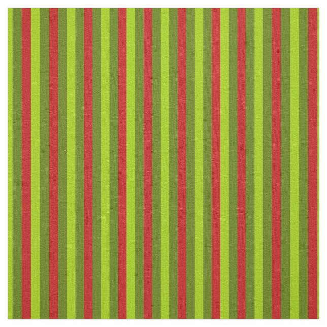 Red and green Christmas stripes Fabric (Swatch)