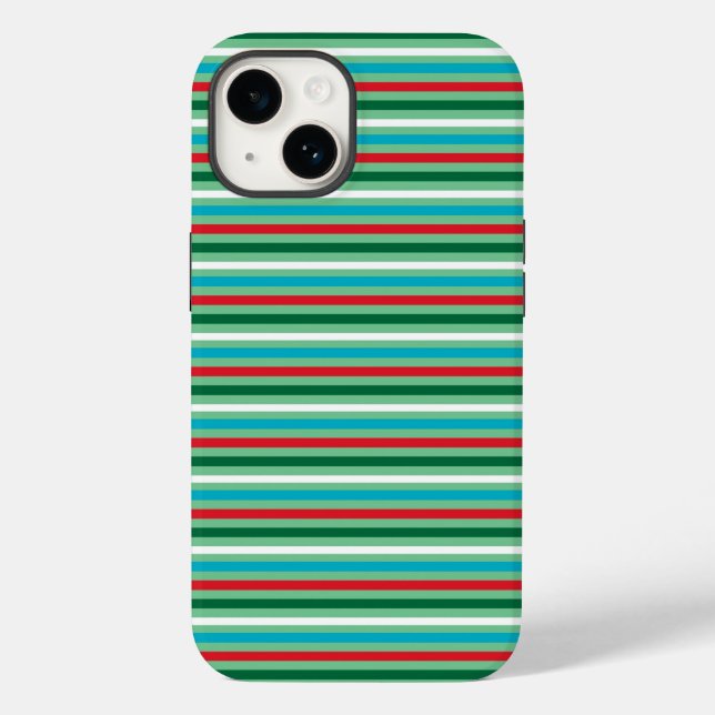 Red and Green Christmas Stripes Phone Case (Back)