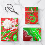 Red and Green Christmas Swirls Marble Wrapping Paper Sheet<br><div class="desc">Pretty digital pour painting style fluid art red and green Christmas gift wrap.</div>