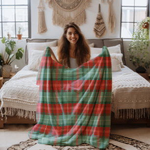 Red and green Christmas tartan pattern Fleece Blanket