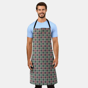 Red and green Christmas Themed Paw print pattern Apron