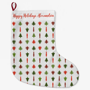 Red and Green Christmas Tree Christmas Stocking