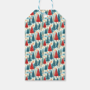 Red and Green Christmas Trees Gift Tags
