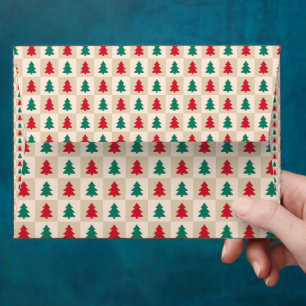 Red and Green Christmas Trees Pattern Envelope