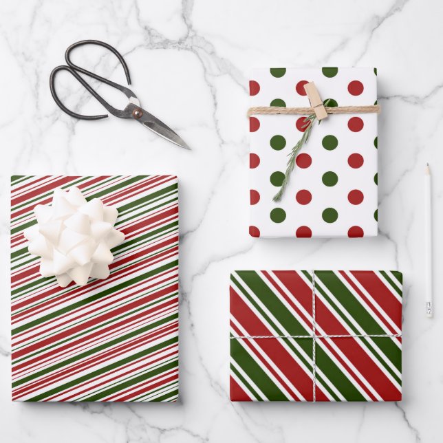 Red and Green Christmas  Wrapping Paper Sheet (Front)