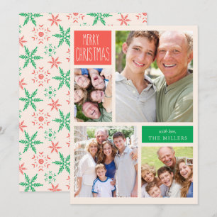 Red and Green Colour Block Photo Christmas Card