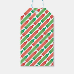 Red and Green Colour Crayons Holiday Gift Tags