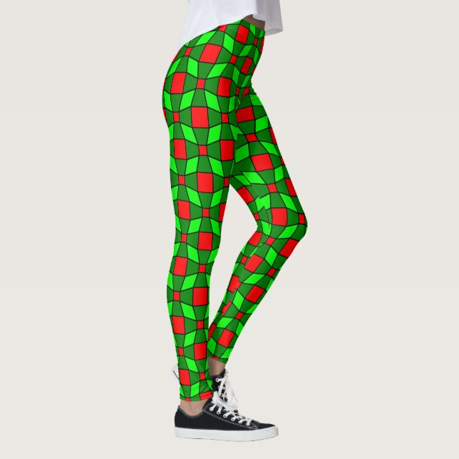 Red and Green Complex Pattern Leggings (Right)