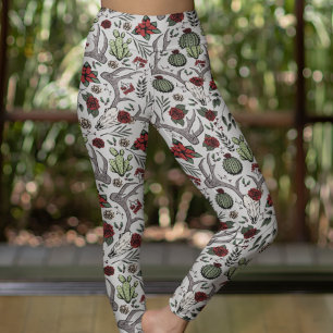 Red and Green Country Cowgirl Deer Skull & Antlers Leggings