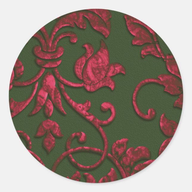 Red and Green Damask Envelope Seal (Front)