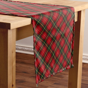Red and Green Diagonal Tartan Christmas Short Table Runner