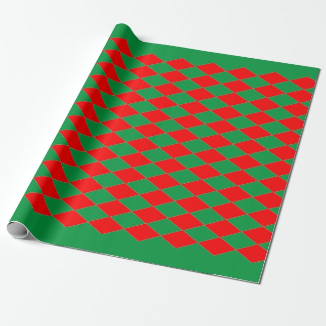 RED AND GREEN DIAMOND CHRISTMAS Wrapping Paper (Unrolled)