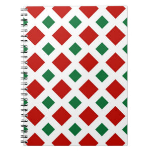 Red and Green Diamonds on White Notebook