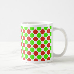 Red and Green Dots on White Coffee Mug