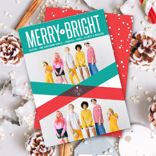 Red And Green Double Arrows Merry And Bright Photo Holiday Card