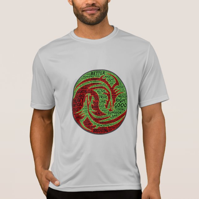 Red and green dualistic chasing dragons T-Shirt (Front)