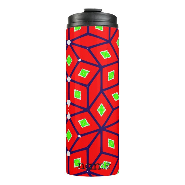 Red and Green Festive Geometric Thermal Tumbler (Front)