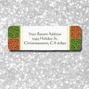 Red and Green Fleur de Lis Custom Address Labels