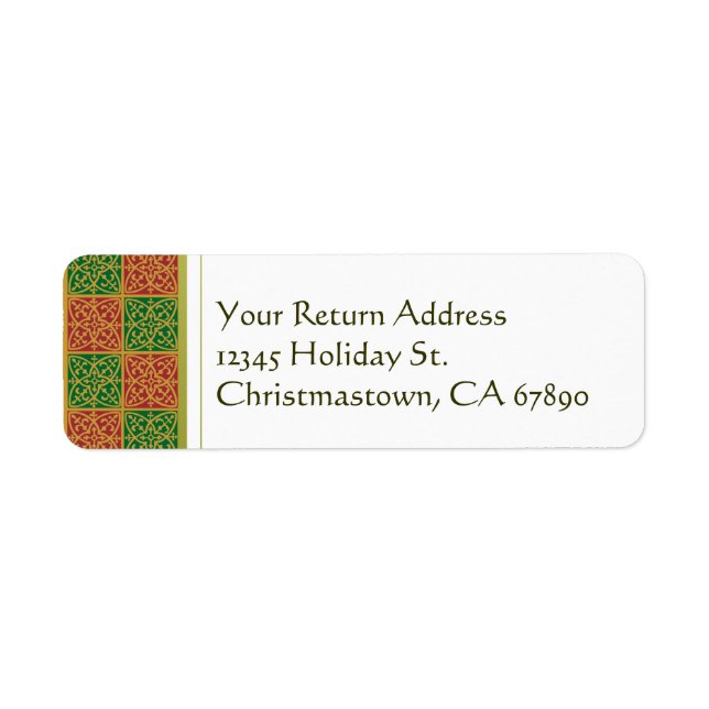 Red and Green Fleur de Lis Custom Address Labels (Front)