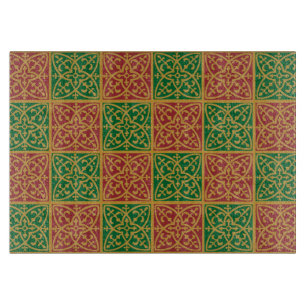 Red and Green Fleur-de-lis Pattern Cutting Board