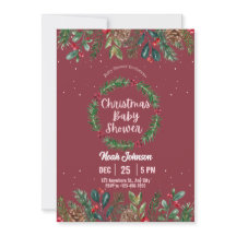 Red and Green Floral Christmas Baby Shower