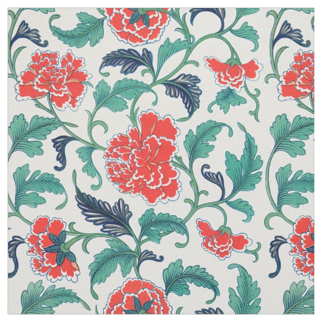 Red and Green Floral Pattern Fabric (Swatch)