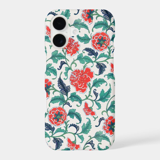 Red and Green Floral Pattern iPhone Case (Back)