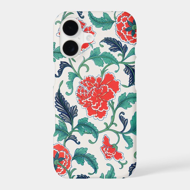 Red and Green Floral Pattern iPhone Case (Back)