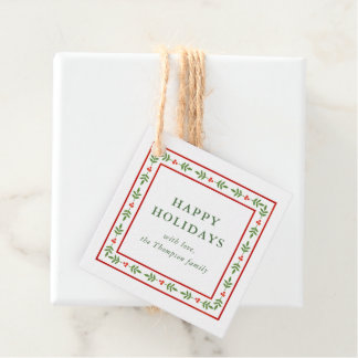 Red and Green Folk Inspired Holiday Gift Favour Tags