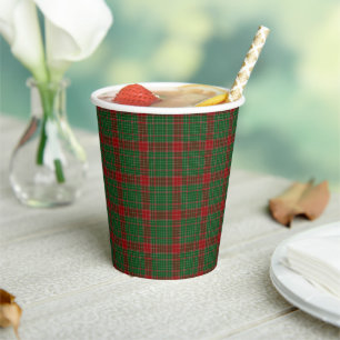 Red and Green Fraser Clan Tartan Cups