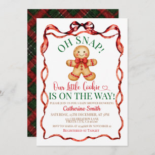 Red and Green Gingerbread Christmas Baby Shower Invitation
