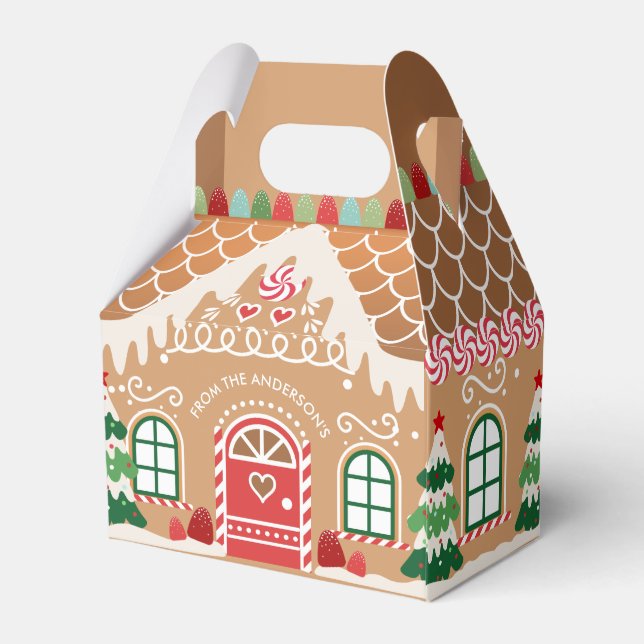 Red and Green Gingerbread House Favour Box (Back Side)