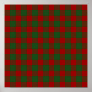 Red and Green Gingham Pattern Poster