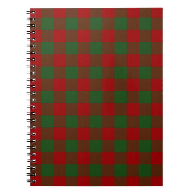 Red and Green Gingham Pattern Spiral Notebook (Front)