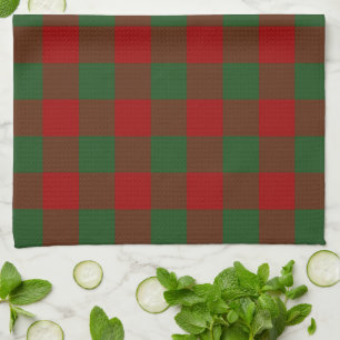 Red and Green Gingham Pattern Tea Towel