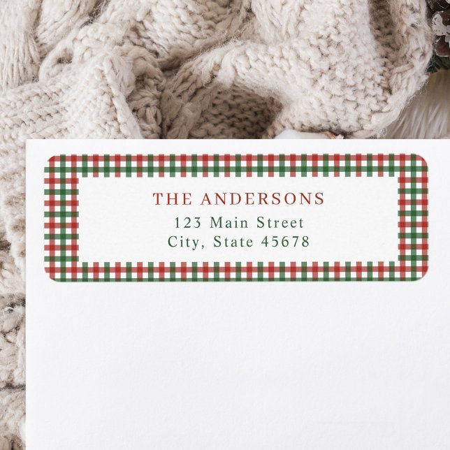 Red and Green Gingham Return Address (Creator Uploaded)