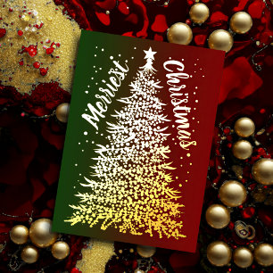 Red and Green Gradient Merriest Christmas Tree Holiday Card