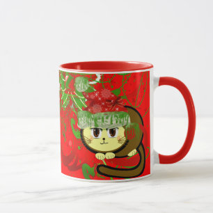Red and Green Grumpy Cat Paint Drips Mug