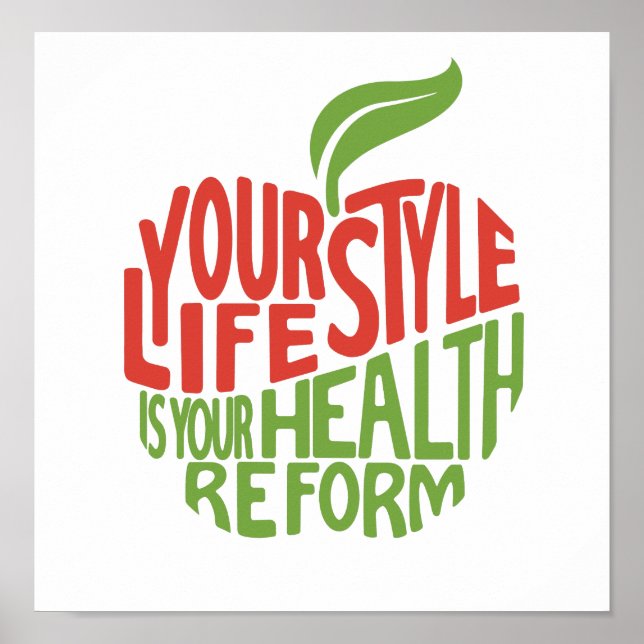 Red and green health quote design. poster (Front)