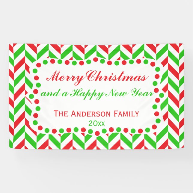 Red and Green Herringbone Christmas Banner (Horizontal)