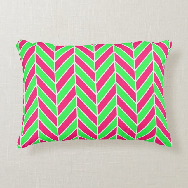 Red And Green Herringbone Decorative Cushion (Front)