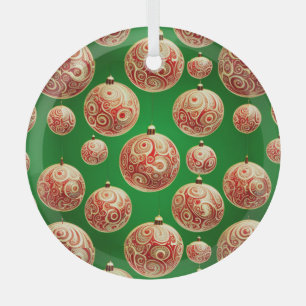 Red and Green Holiday Glass Tree Decoration