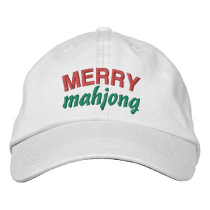 Red and Green Holiday Merry Mahjong Embroidered Hat