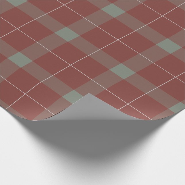 Red and Green Holiday Plaid Christmas Wrapping Paper (Corner)