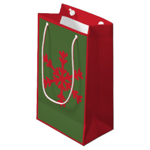Red and Green Holiday Snowflake Gift Bag