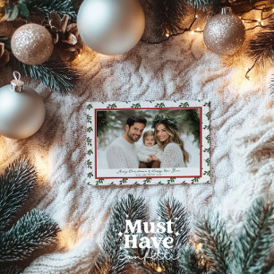 Red and Green Holly Berries Christmas Card