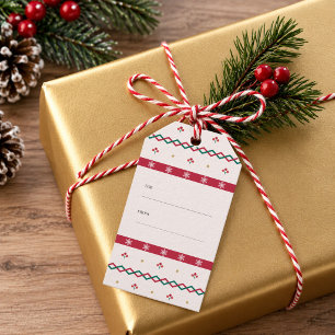 Red and Green Holly Berry Snowflake Christmas Gift Tags