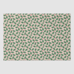 Red and Green Holly Christmas Tissue Paper