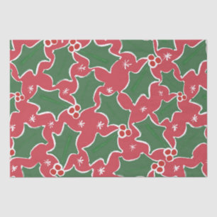 Red and Green Holly Christmas Tissue Paper